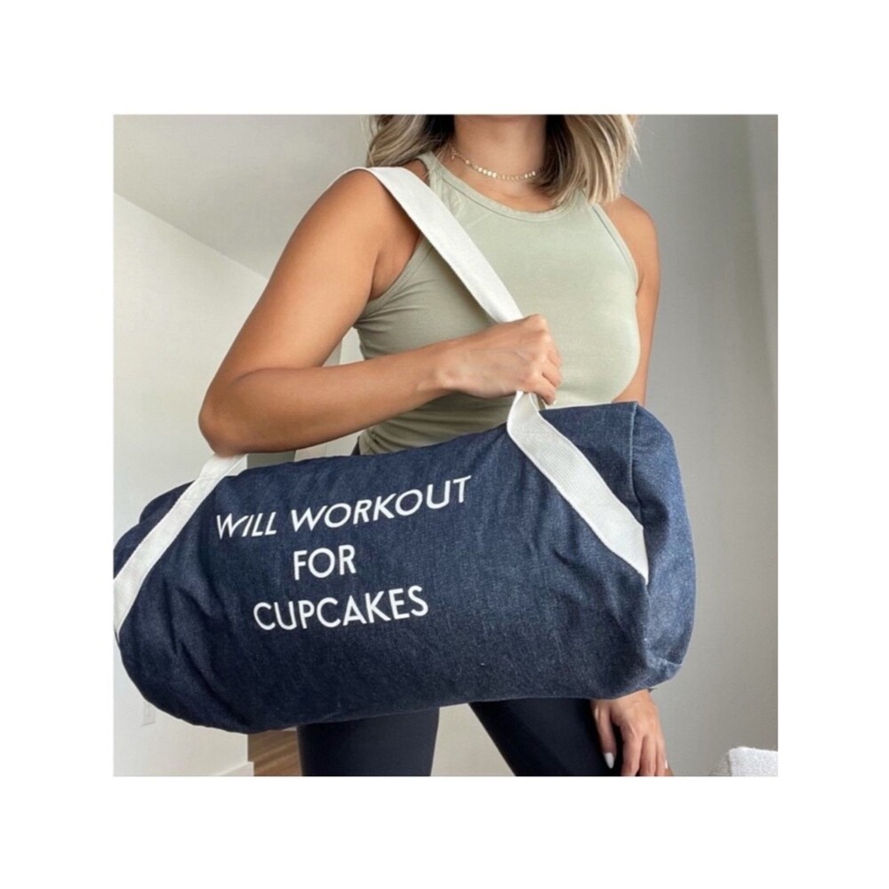 Private Party Will Workout For Cupcakes Denim Gym Duffle Bag Jean Material OS